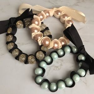 Bundle of Three Chunky Ribbon Beaded Bracelets